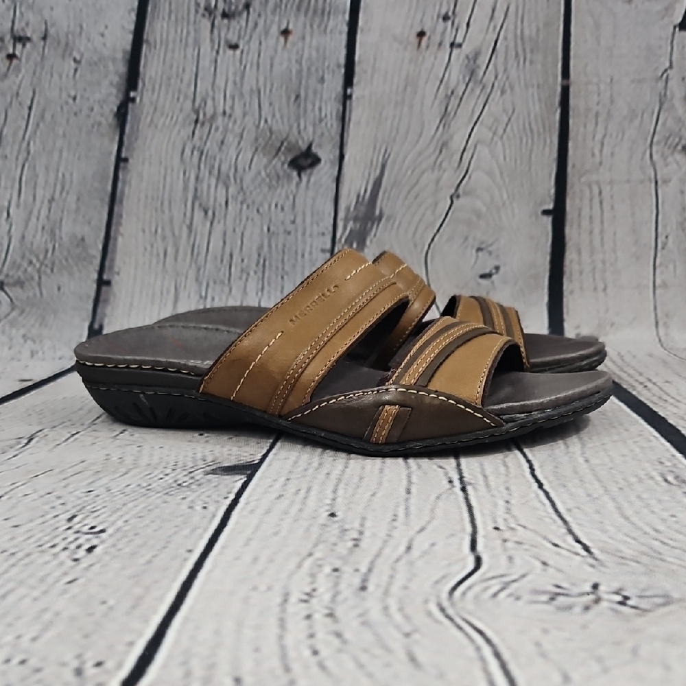 Merrell Piccolo Women's Brown Leather Slide Sandals Size 6